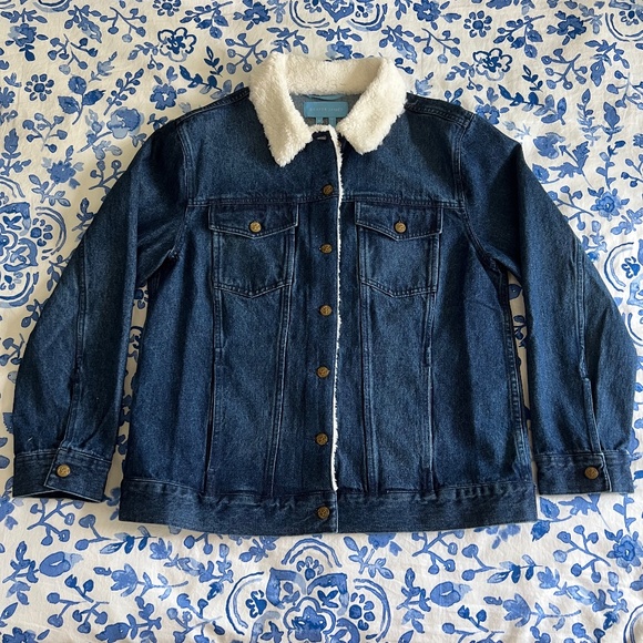 NWT Draper James Shearling Jean Jacket Size Medium (oversized) - Picture 2 of 16